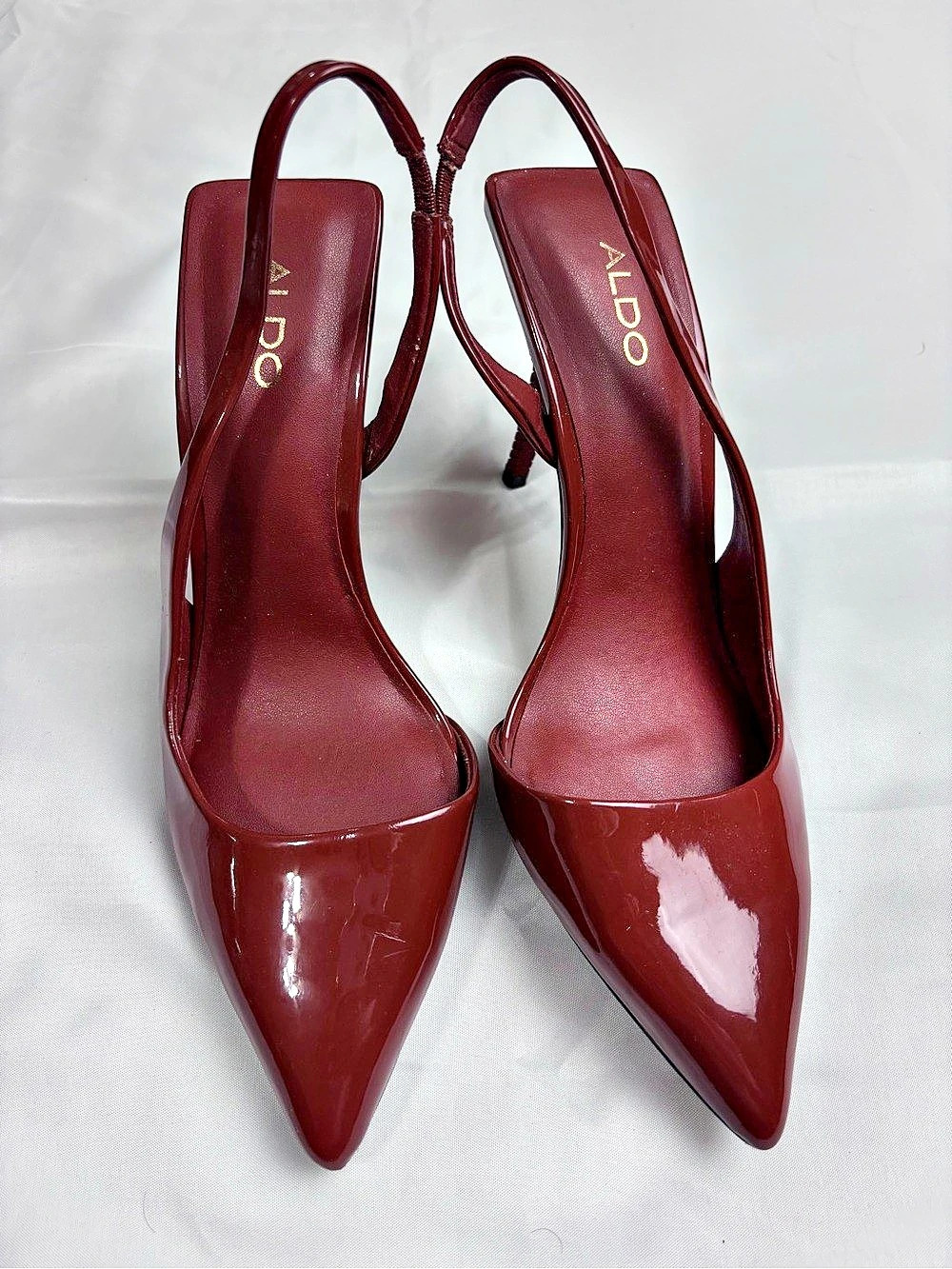 ALDO Stessysling 2.0 Patent Slingback Heels Brick Red US 9